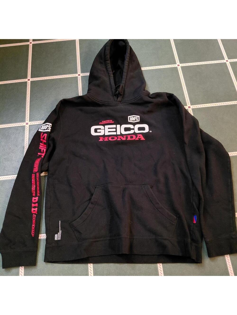 Rare! GEICO Honda Black Hoodie with Pink Accents